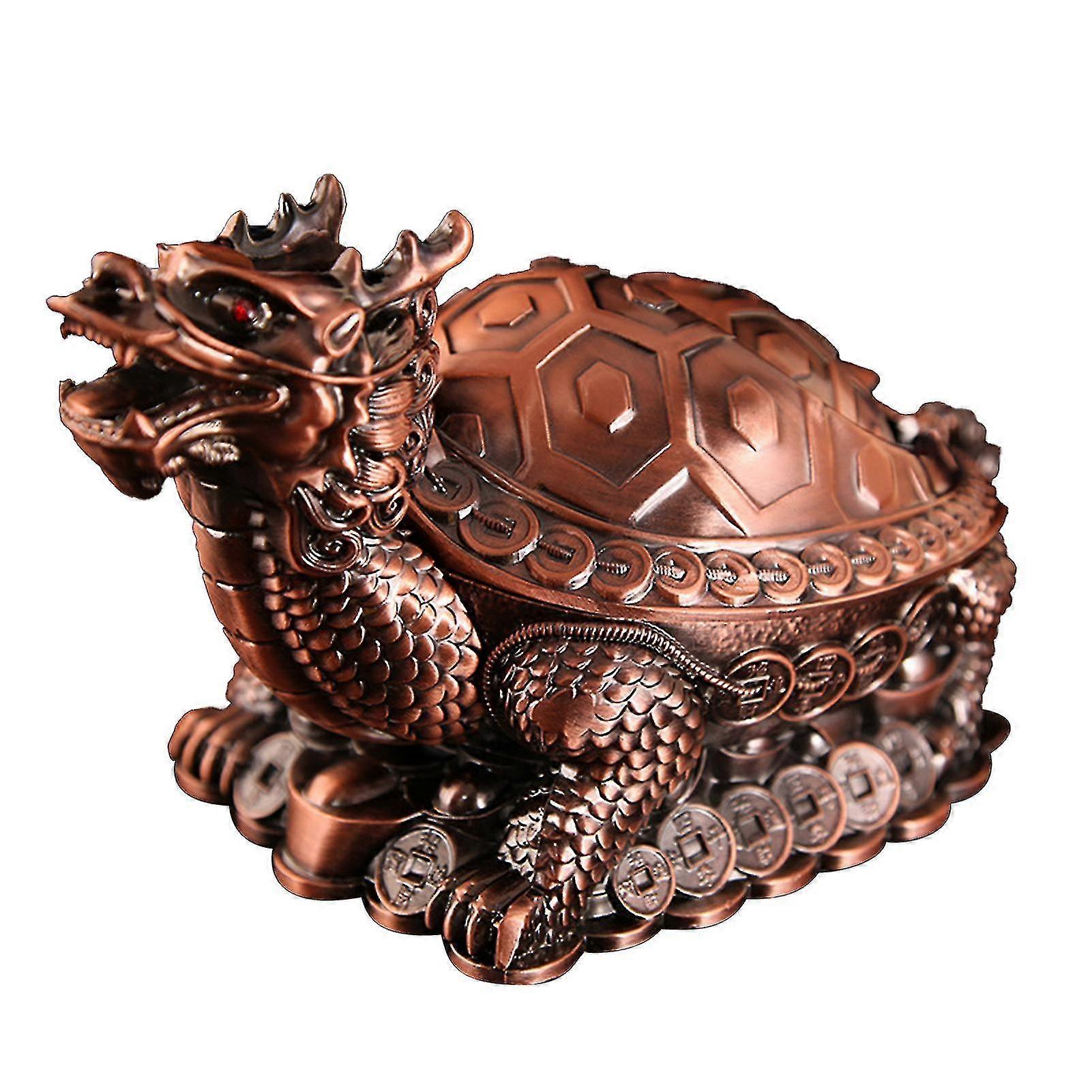 Elegant Dragon Turtle-shaped Ashtray - Retro Style Zinc Alloy Holder For Household Dcor