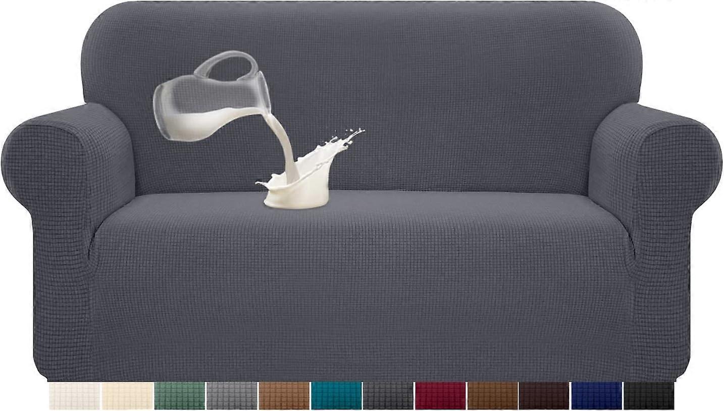 Spandex Jacquard Waterproof Stretch Sofa Slipcover with Non-Slip Foam (2 Seater, Grey)
