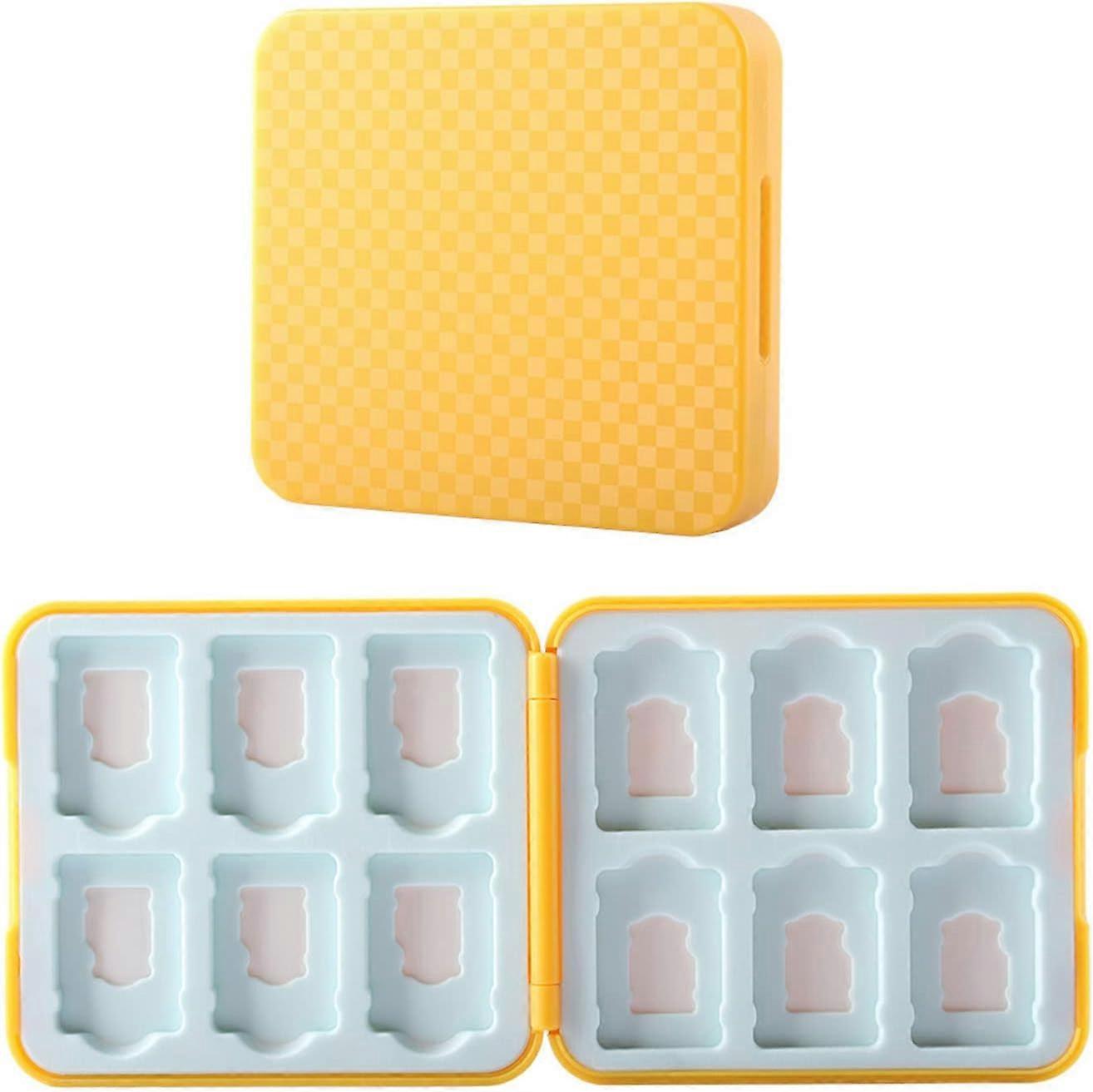 (Yellow) 1 Piece Nintendo Switch Game Card Storage Case with 12 Slots for Protective Cloth Storage, Switch Hard Case Accessory for Switch NS NX.