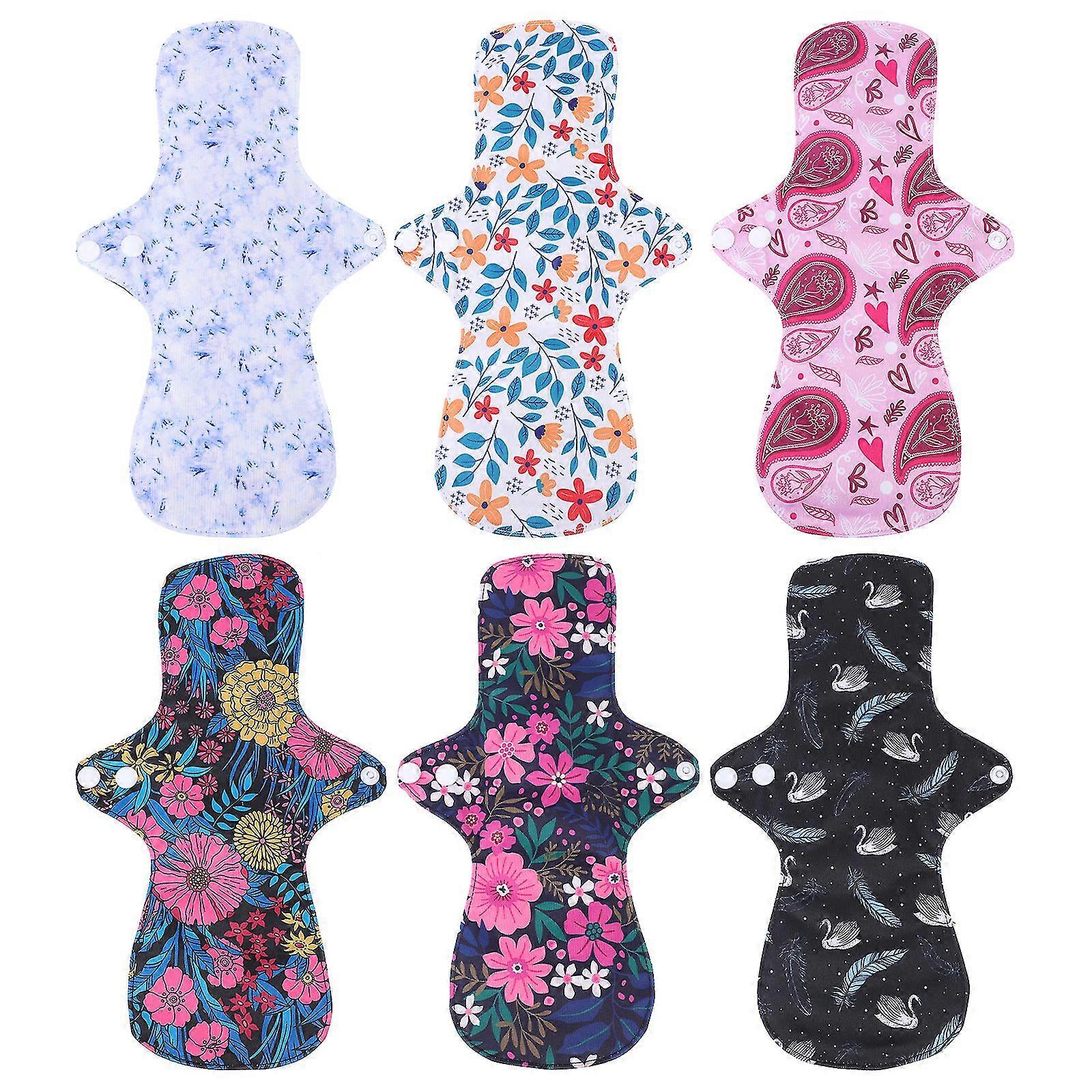 6Pcs Reusable and Washable Sanitary Pads Adult Nursing Mats (Assorted Color) Z
