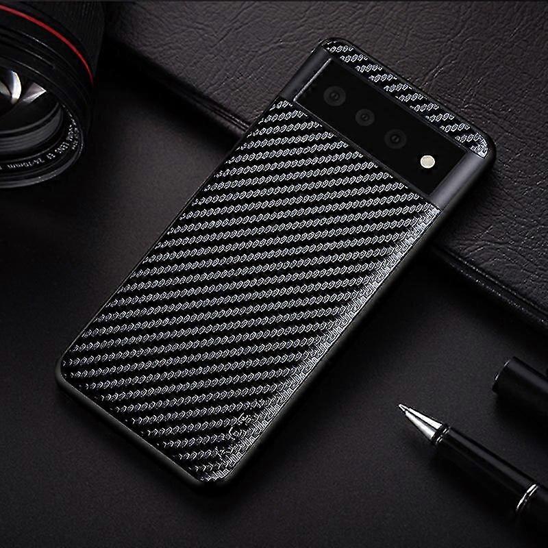 Carbon Fiber Slim Case Compatible With Google Pixel 7 Pro/7, Pu Leather + Soft Tpu Bumper Protective Cover