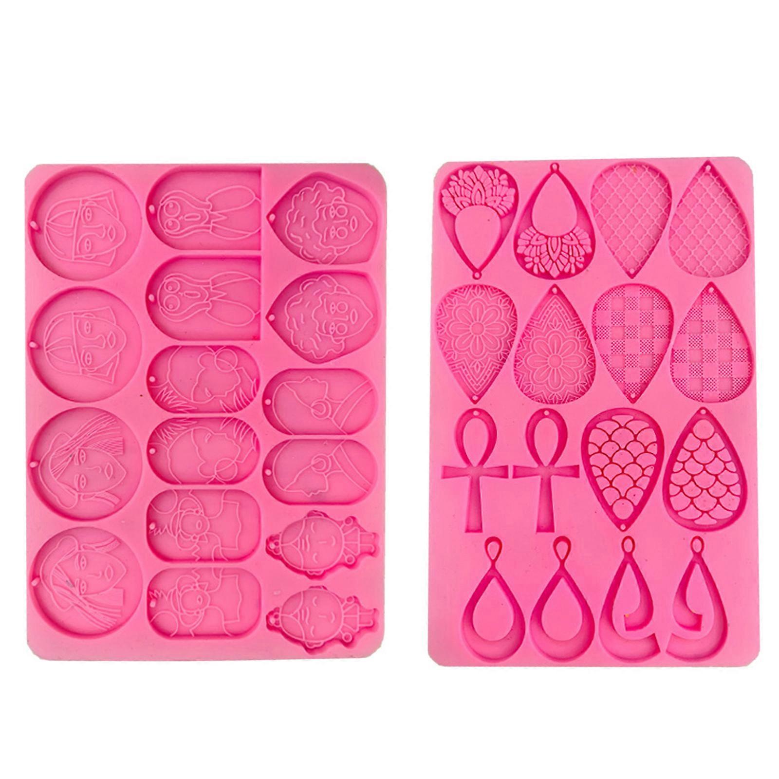 2Pieces Trinket Charm Epoxy Mold Earring Pendant Epoxy Casting Mold DIY Making