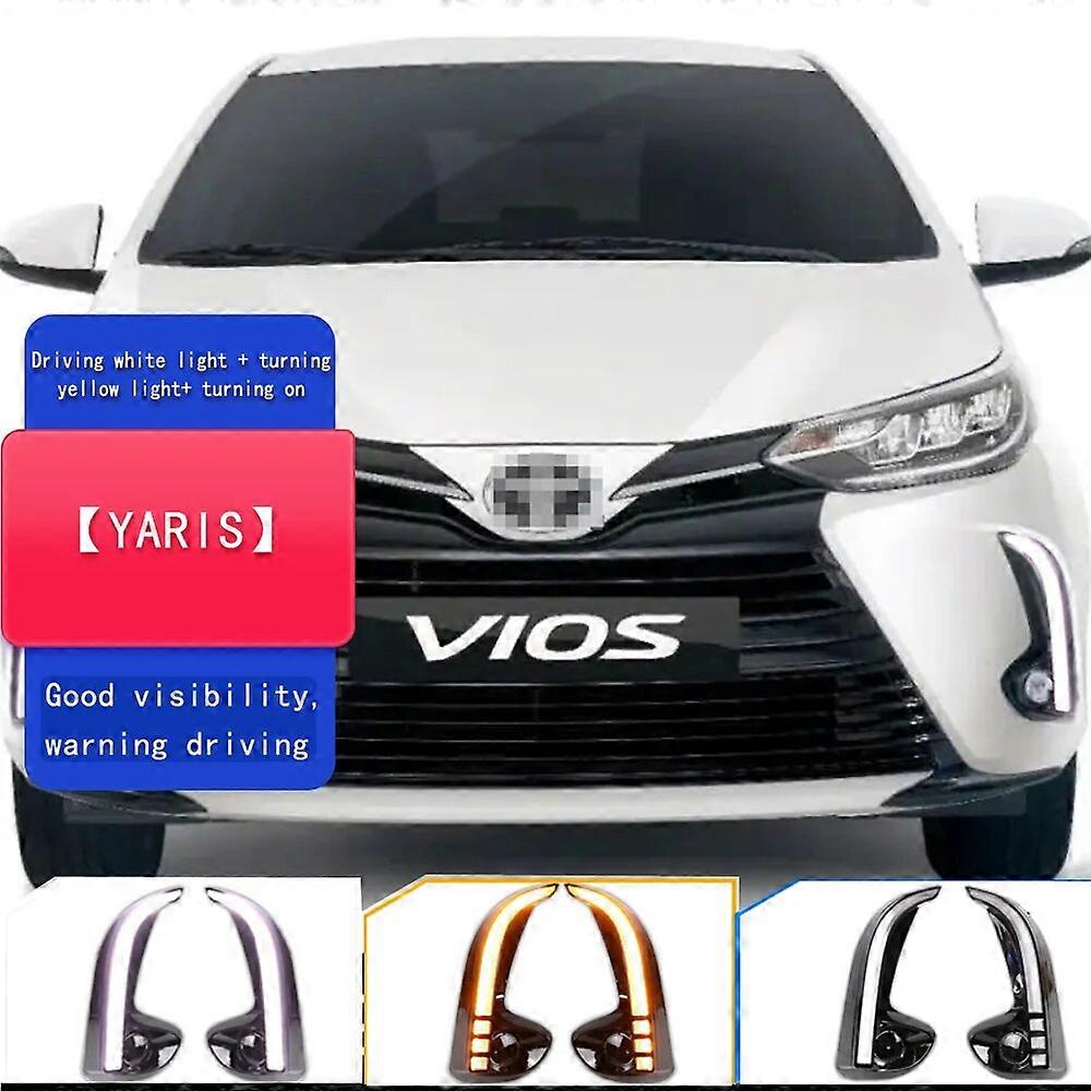 2 stk LED kjørelys for Toyota Yaris Vios 2020 2021 2022 dynamisk sving gult signal relé bil 12V LED DRL dagslys