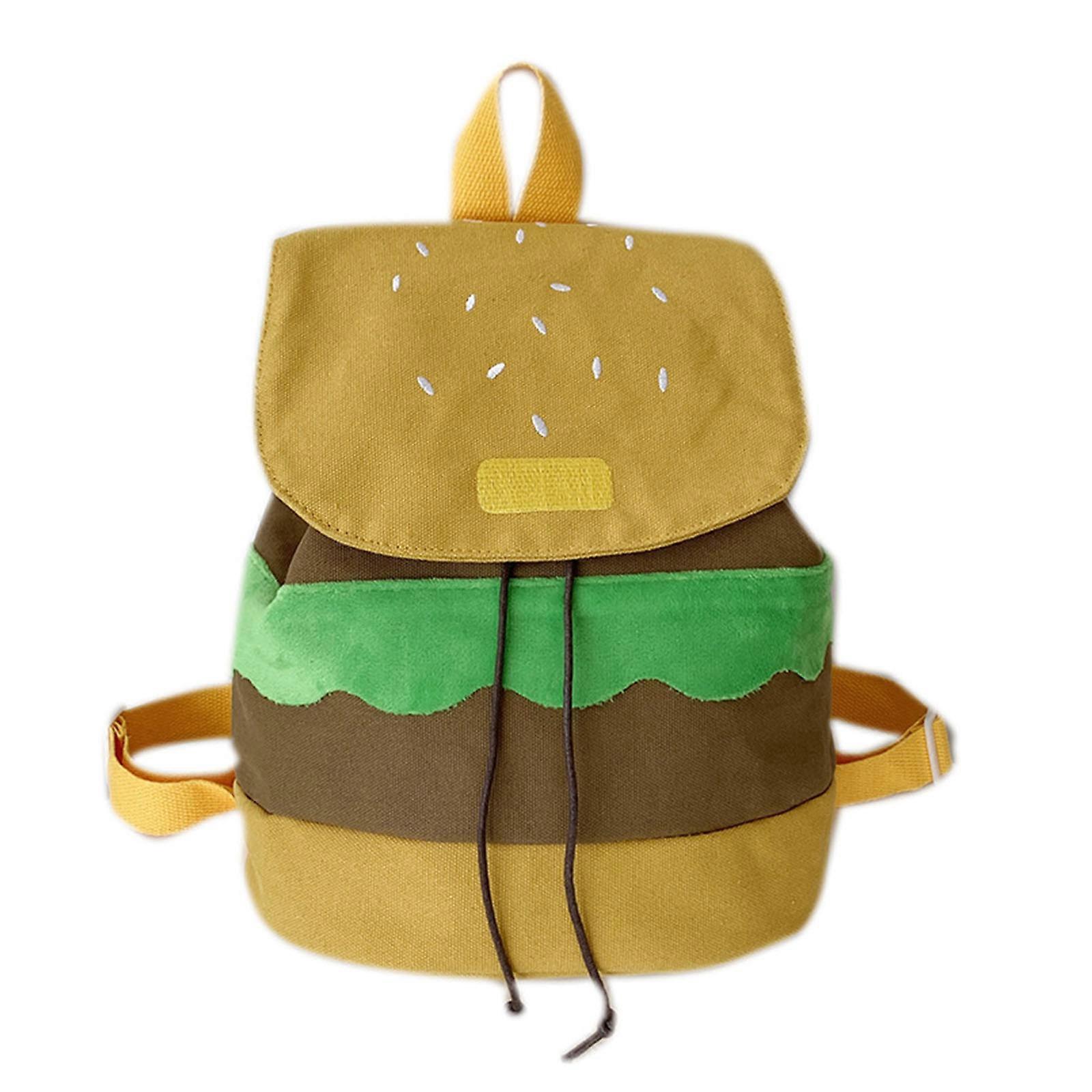 Canvas/ Plush Drawstring Rucksack Cute for Creative Hamburger Backpack for Worki