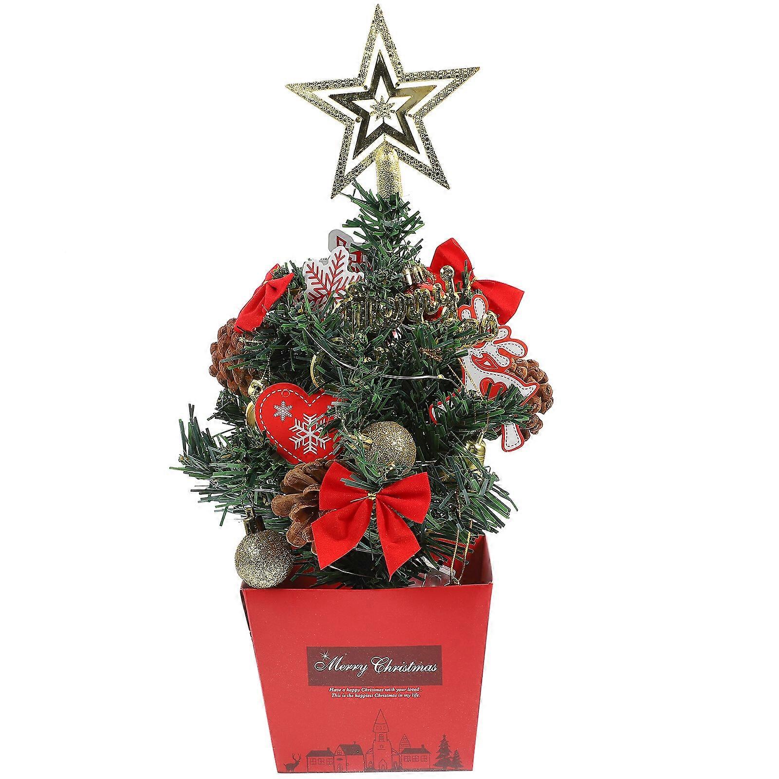 Small Christmas Tree Adornment Light Up Xmas Tree Ornament Desktop Xmas Tree Craft Party Decor