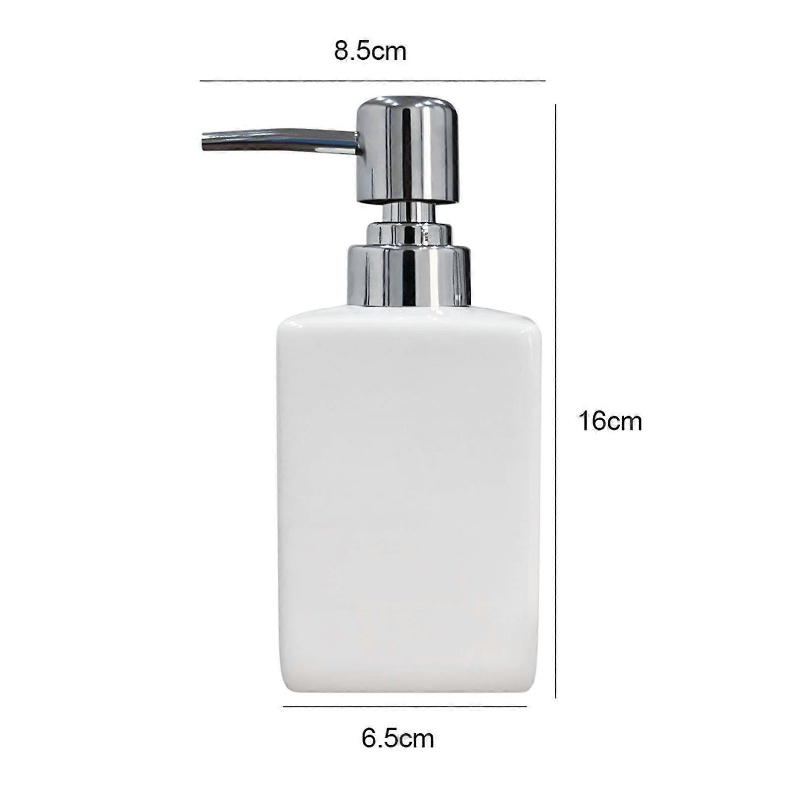 Ceramic Square Soap Dispenser - 320ml for Kitchen and Bathroom (White)
