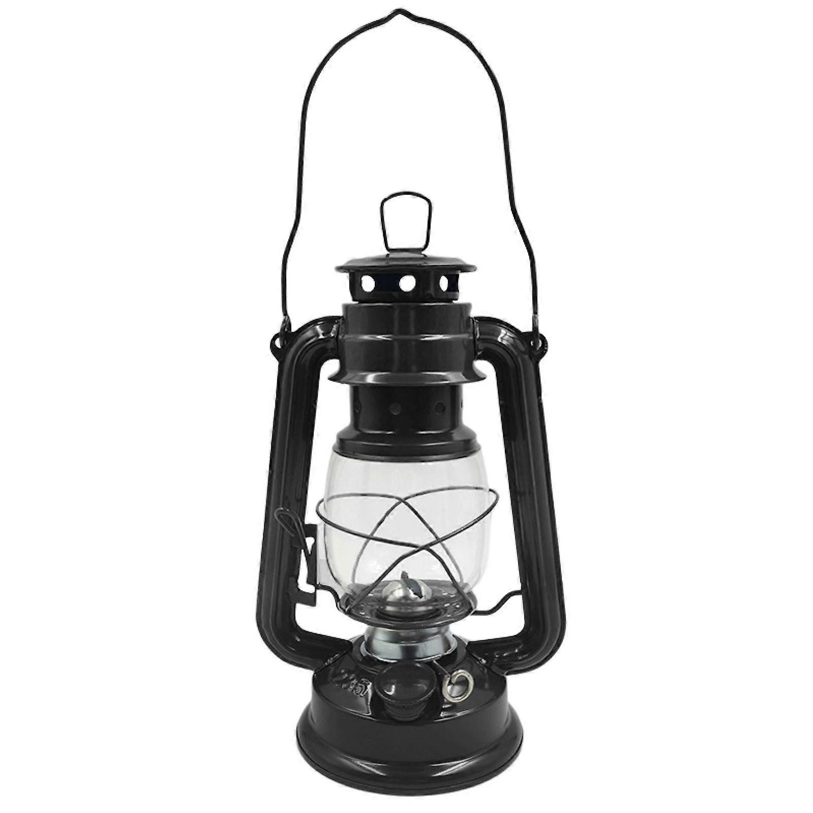 Camping Lantern with Handle Easy to Refill Vintage Style Flickering Flame Handheld Lamp for Garden QingHai