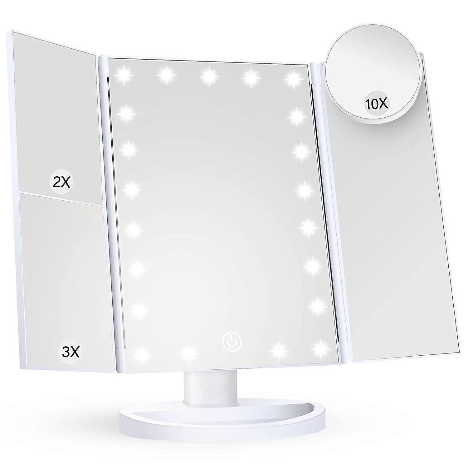 Trifold Magnification Vanity Mirror with Lights