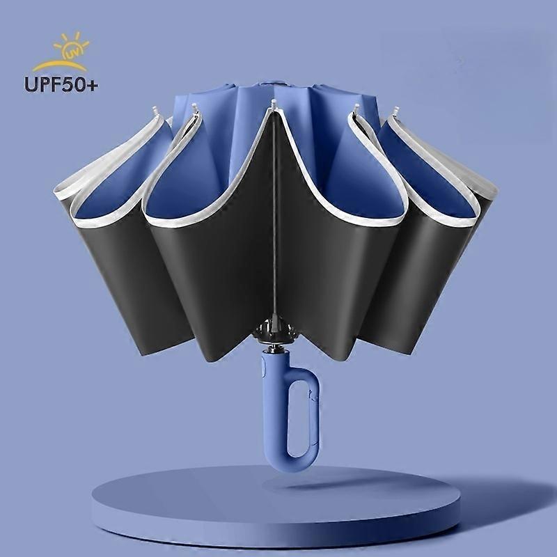 مظلة عكسية مقاومة للرياح أوتوماتيكية ، مقبض مشبك مظلات المطر القابلة للطي في الهواء الطلق ، مظلة السفر كبيرة الحجم للرجال والنساء