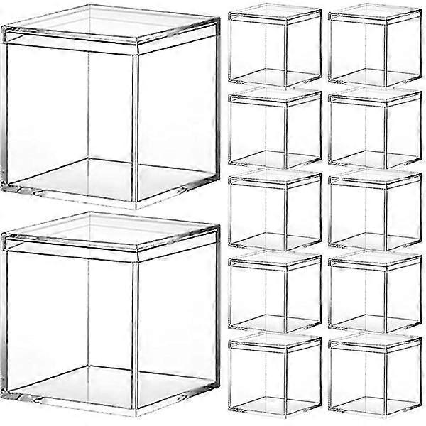 12pcs Clear Transparent Acrylic Candy Boxes Display Small Acrylic Boxes With Lid
