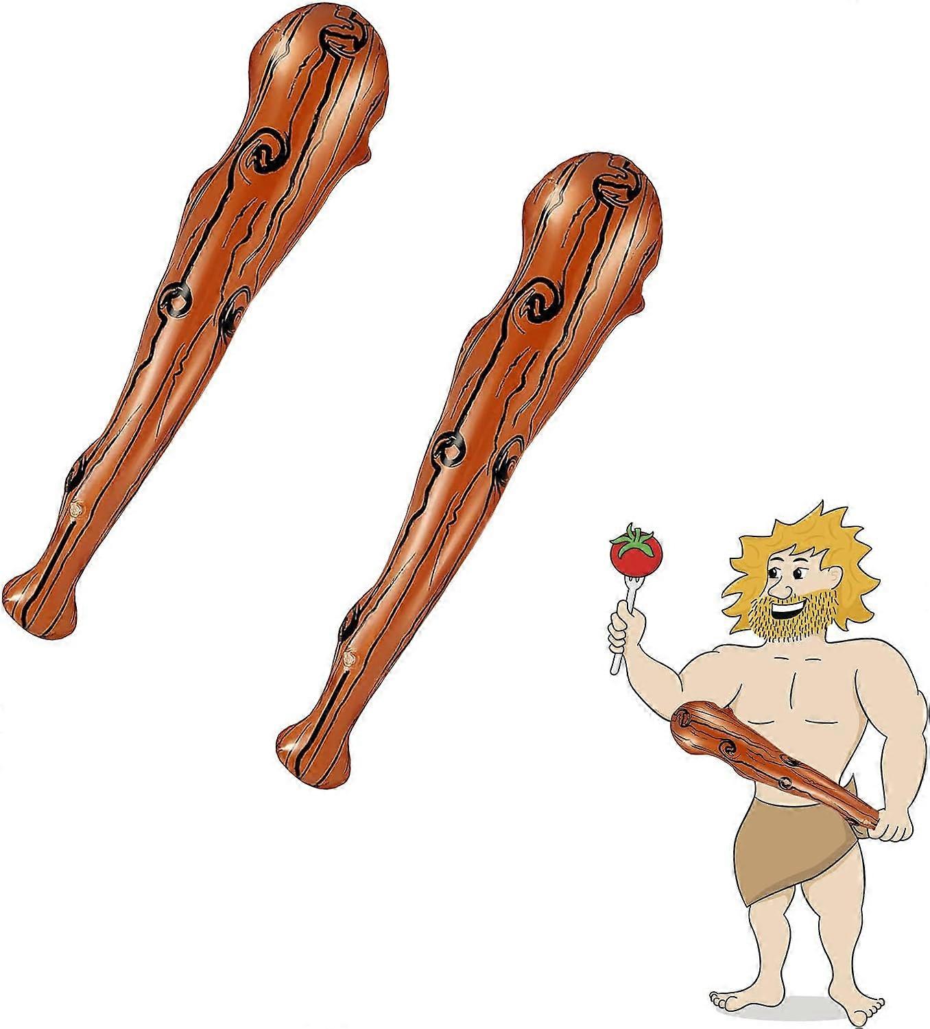 2 Pieces Inflatable Wooden Sticks, Man Cave Accessories Cheering Prop Caveman Stick for Masquerade