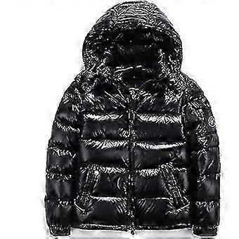 Shiny Down Jacket Men's Winter Jacket Stand-up Tie Hood Down Jacket