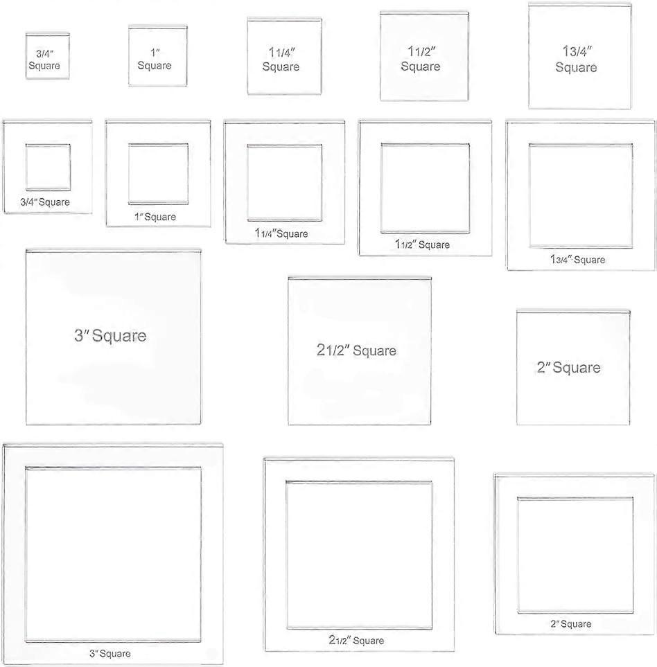 16 Sizes Square Quilting Template Acrylic Intricate Sewing Machine Ruler Transparent Pressure Plate Router Template for DIY Hand Patchwork Cutting Cra