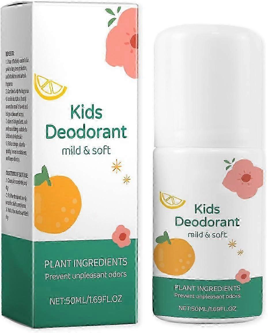 Fresh Natural Deodorant For Kids Teens,Aluminum Free Hypoallergenic Deodorant,Vanilla Citrus Roller Fragrance Children's Sweat Roller