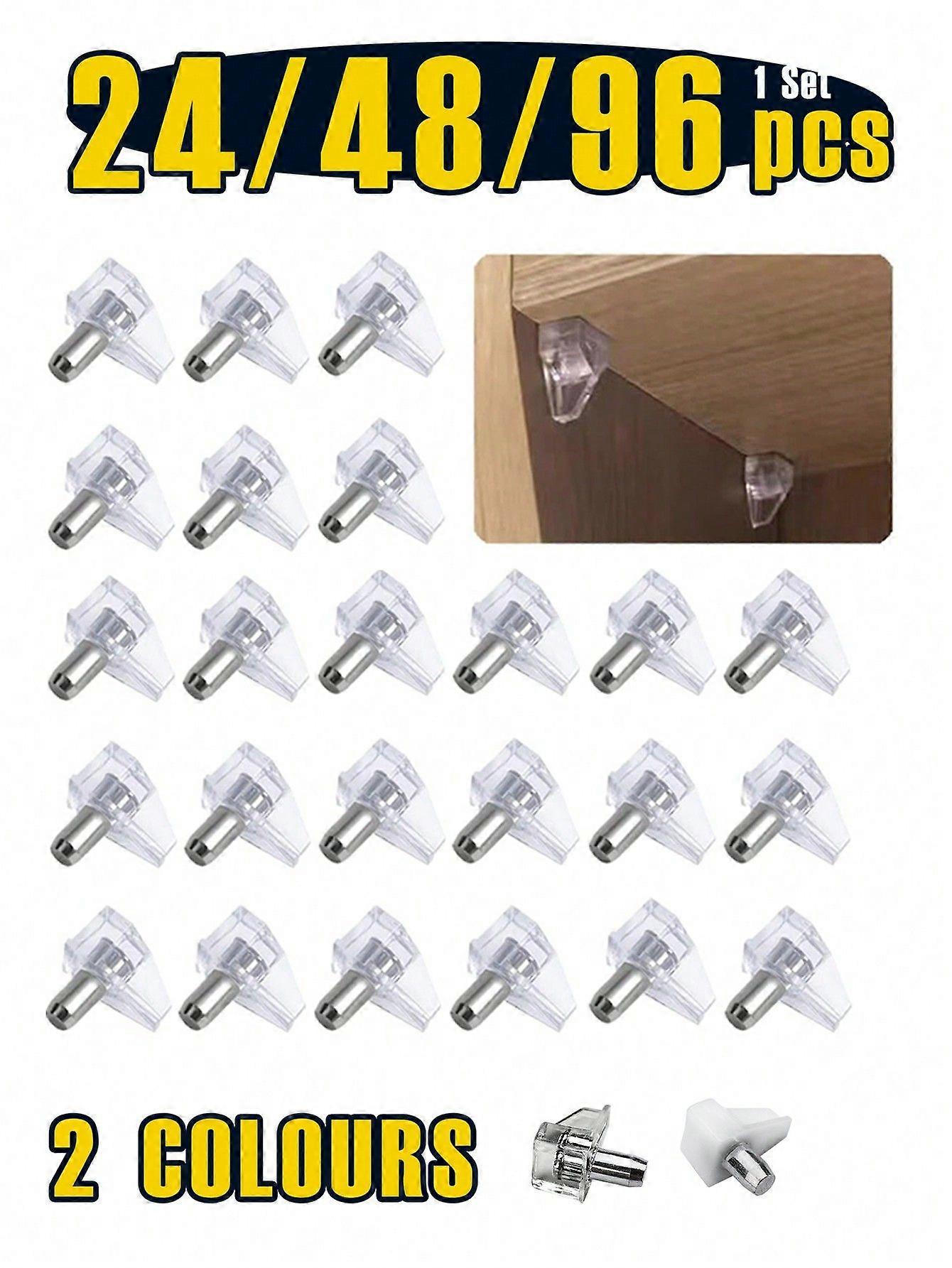 24-96 Pcs Clear Shelf Support Pegs, 5mm Transparent Plastic Shelf Pegs, Cabinet Shelf Supports Pins, White Shelf Pins Shelf Support Pegs, Shelf Holder