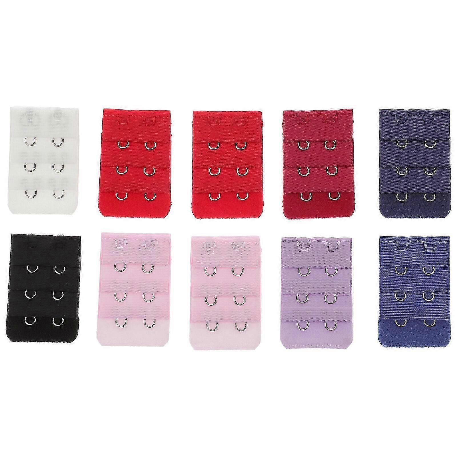 10PC Women's Bra Extenders Brassiere Extension Hooks Narrow 3 Rows 2 Buttons Bra Underwear Extension Buckle (Random Color) P20250110612