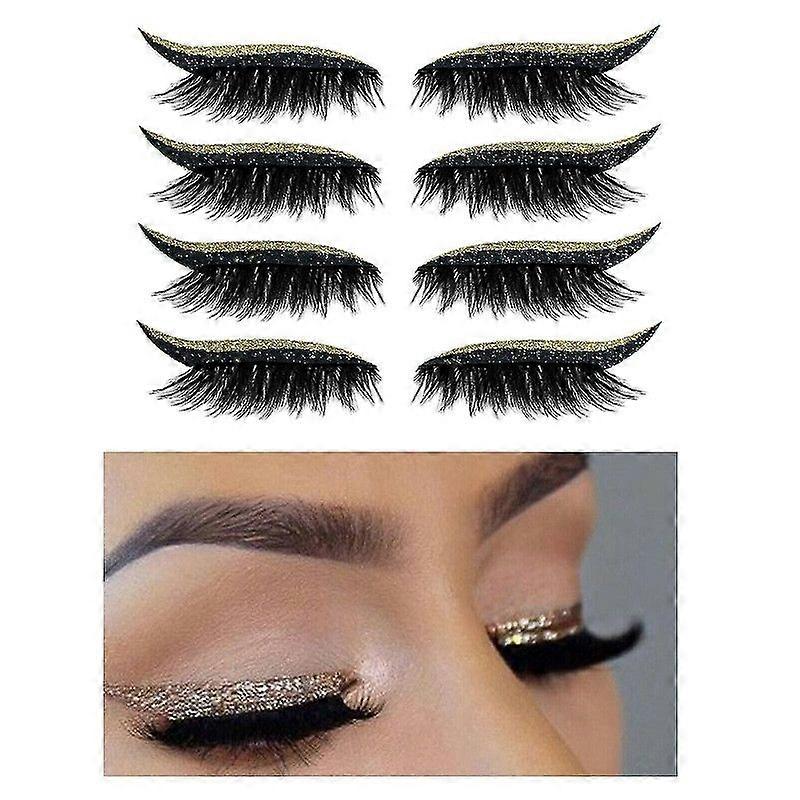 4 Pair Reusable Eyelash Stickers Glitte Eyeliner Invisible Tape Self Adhesive Makeup ToolGold