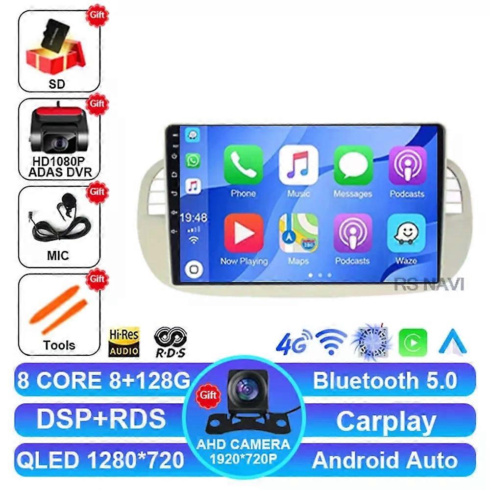 Android 14 Car Radio For Fiat 500 Abarth 2007 -2015 Navigation Viedo Player Multimedia Wireless Carplay Auto 2din Bt 4g Lte Dsp