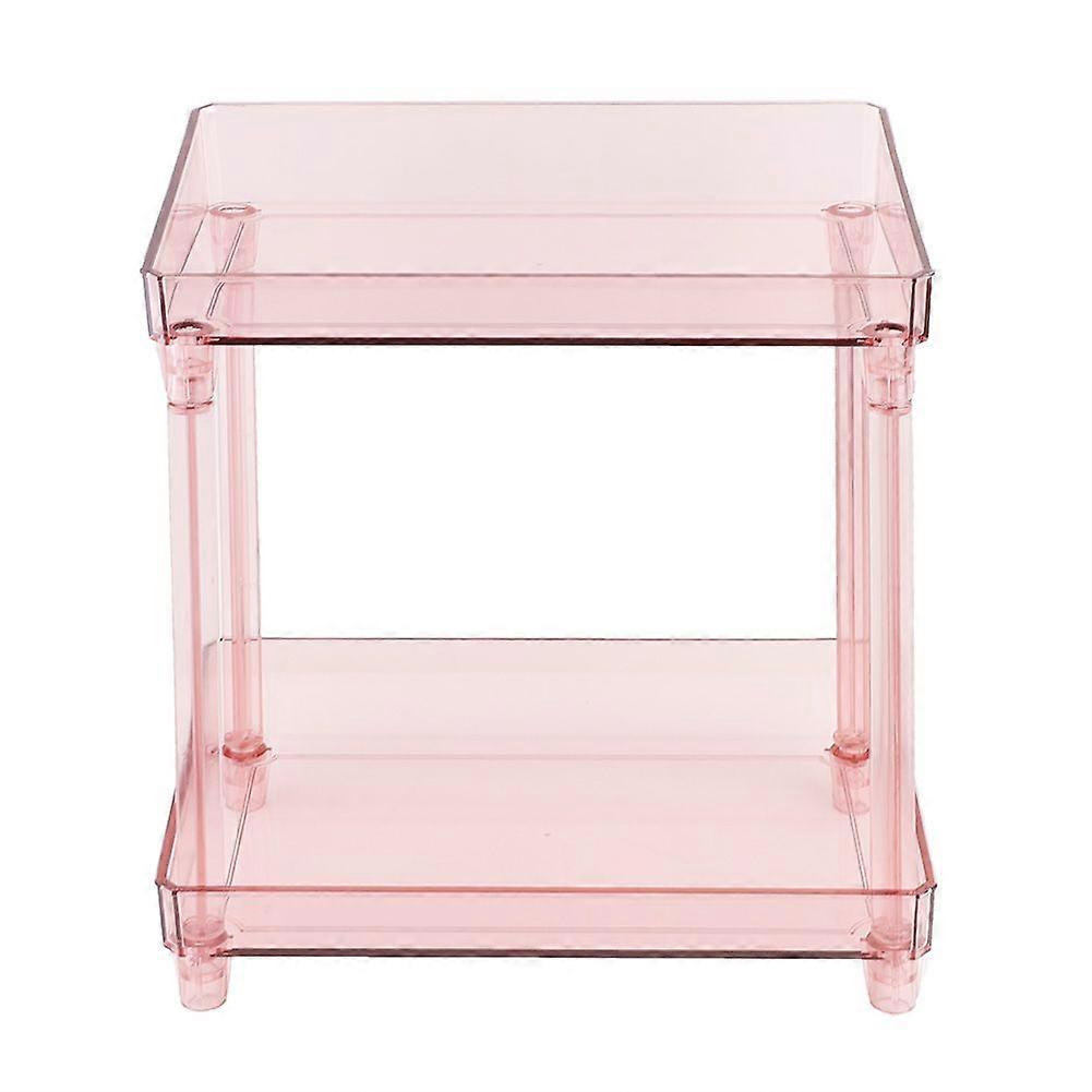 Double Layer Desk Storage Shelf Cosmetic Makeup Storage Rack Organizer (Transparent Red)