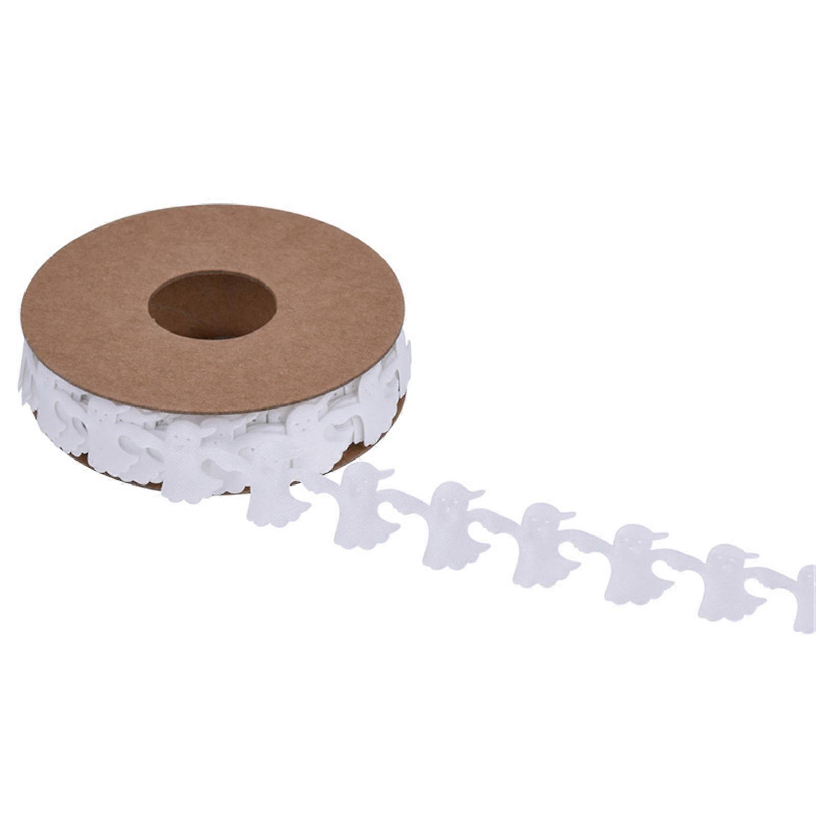 Creative Elegance Halloween Craft Ribbon Wide Decors with Multiple Pattern Perfect for Gift Wrapping and Party Decors White