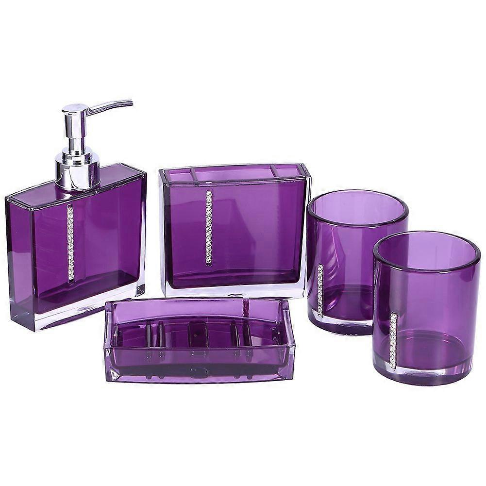 5 Pcs Luxury Bathroom Accessories Set - Modern Vanity Set in Durable Resin, Stylish Design, Includes Soap Dispenser and Tumbler