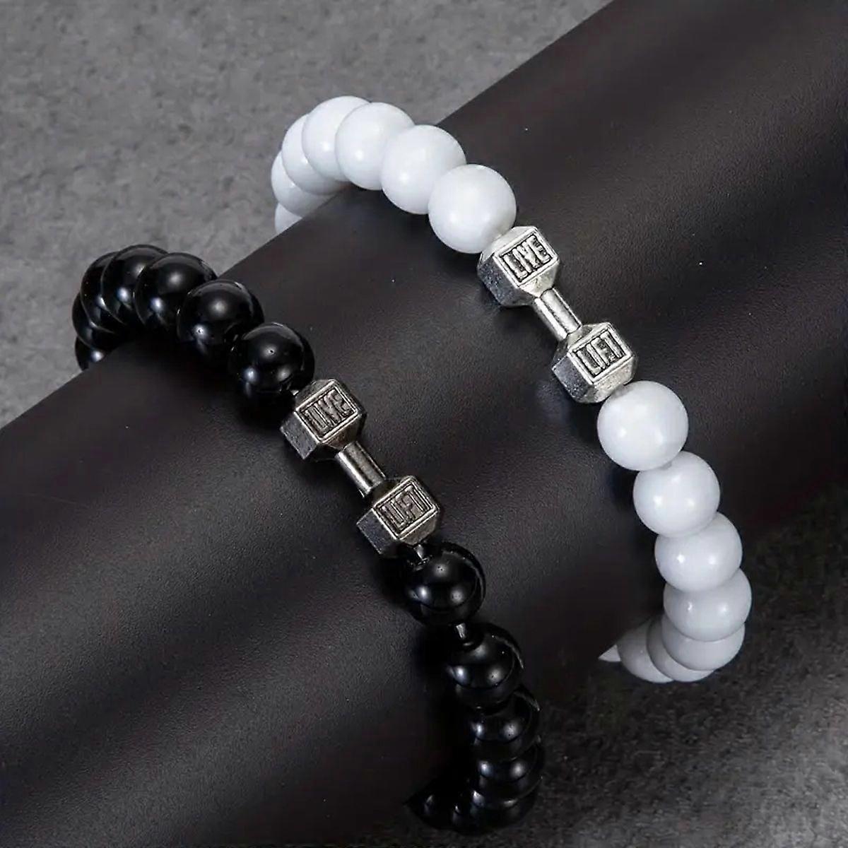 Fashion Style Dumbbell Alloy Bracelets 2 Pcs/Set For Men With 4 Different Styles Stone Material Origin Zhejiang China