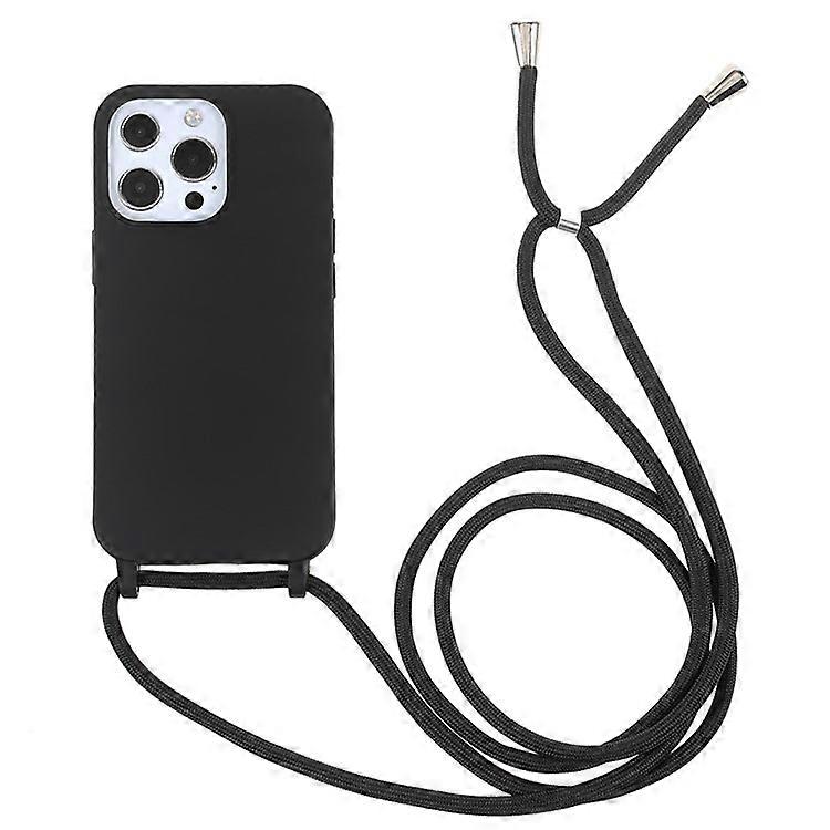 Compatible For iPhone 16 Pro Crossbody Case Soft TPU Phone Cover with Adjustable Lanyard