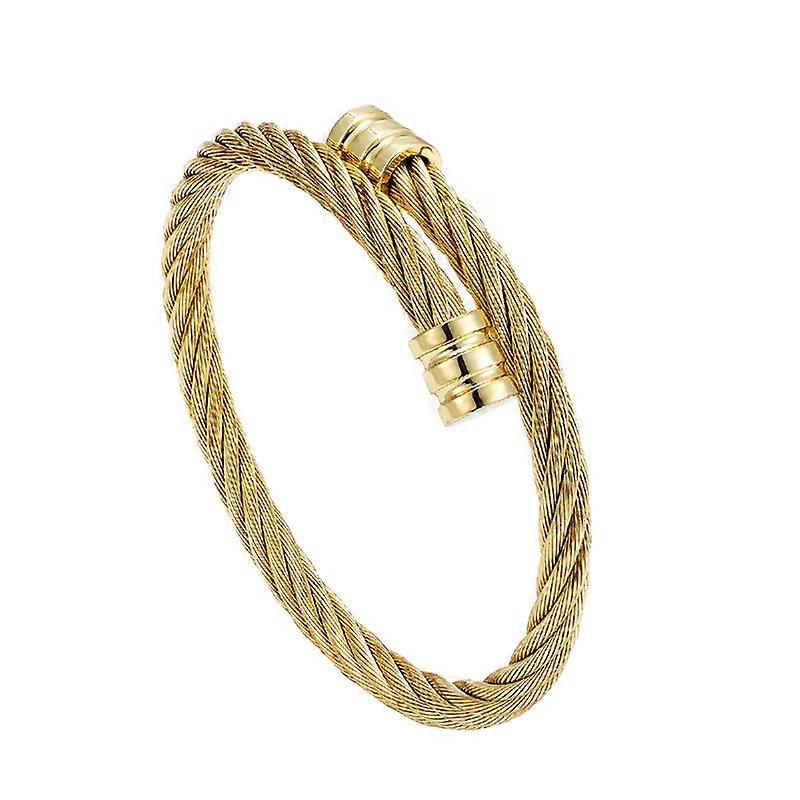 Hip-hop Punk-inspired Titanium Steel Wire Rope Open-ended Elastic Bangles