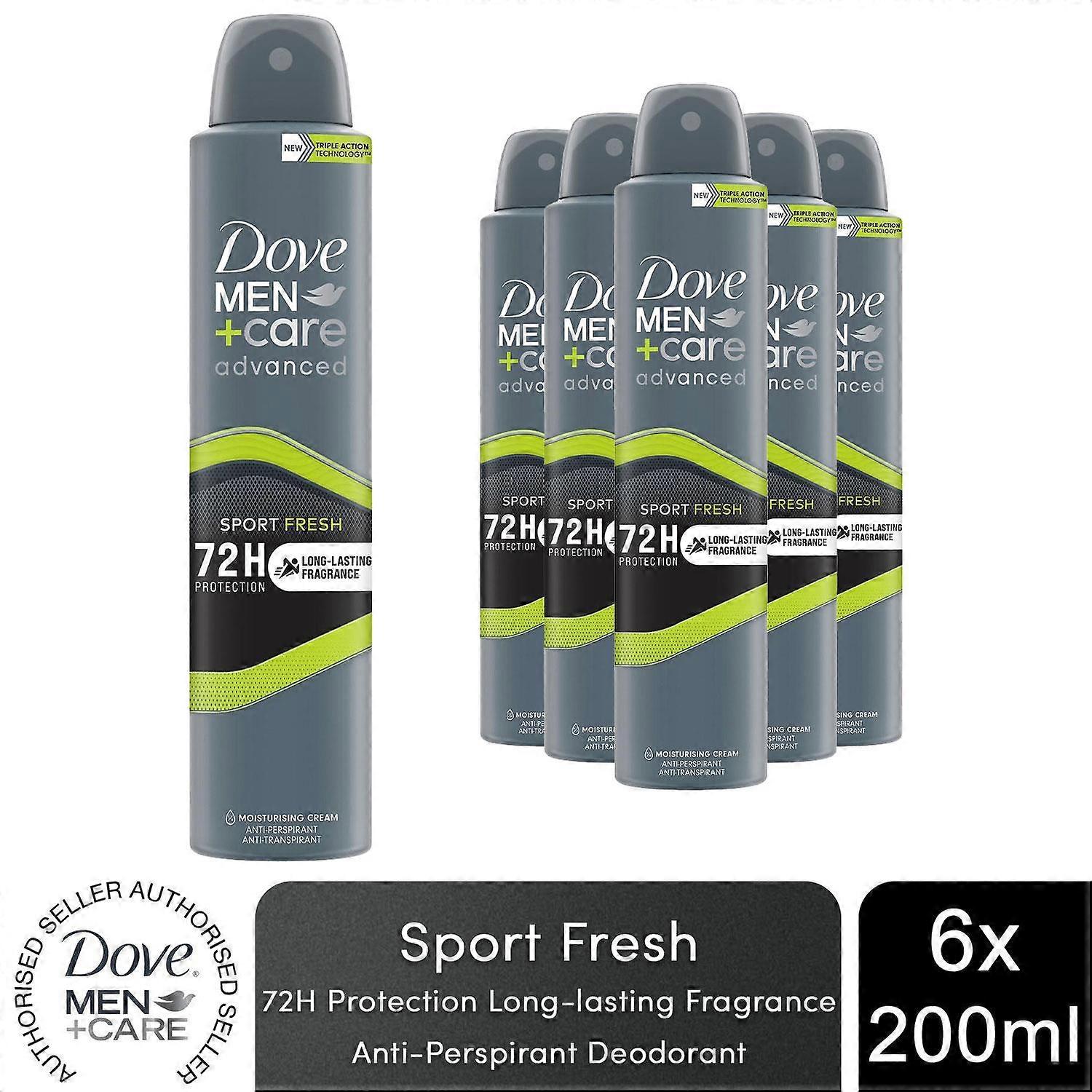 6x Dove Anti-Perspirant Men+Care Advanced Sport Fresh 72H Protection Deo, 200ml Regular