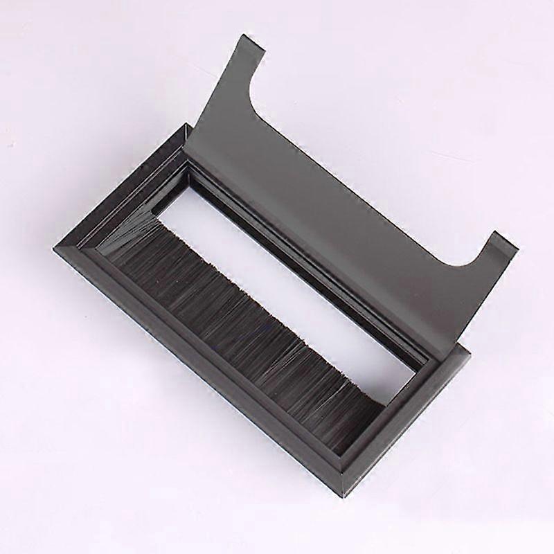 Aluminum Alloy Cable Square Outlet Computer Desk Grommet Wire Hole Cover (Black