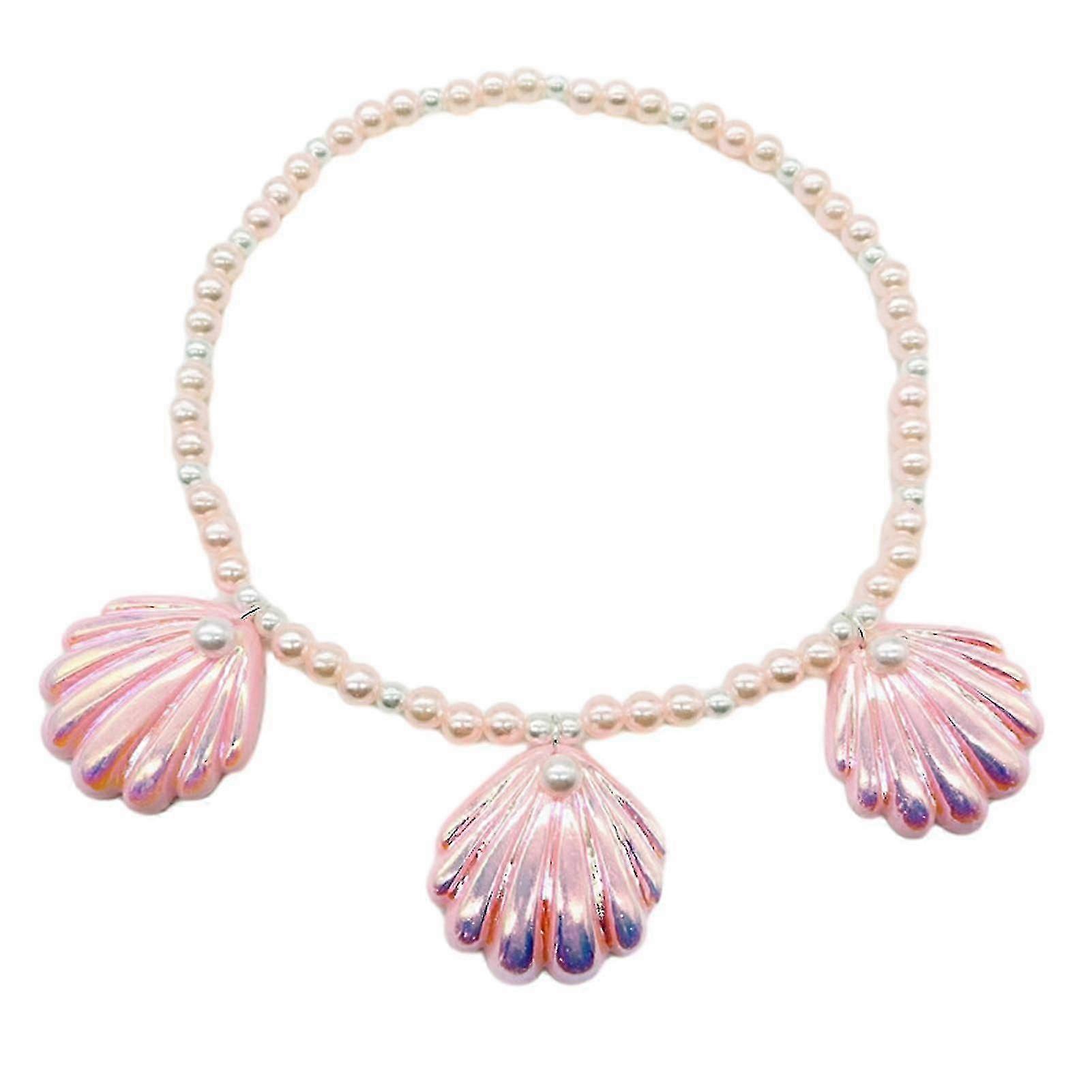 1 Set Shell Colar Sereia Joias Set Rosa Com Pulseira Falsa Pérola Orelha Clipe Eco-friendly Shell Colar
