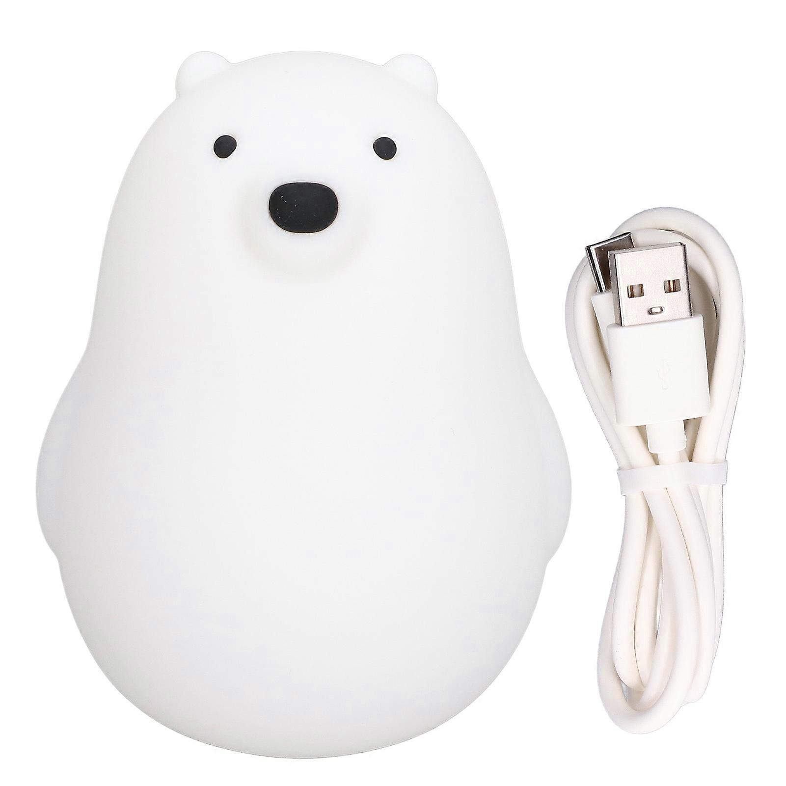 LED Night Light Cartoon Bear Pattern USB Charging Bedside Lamp With Timer For Bedroom
