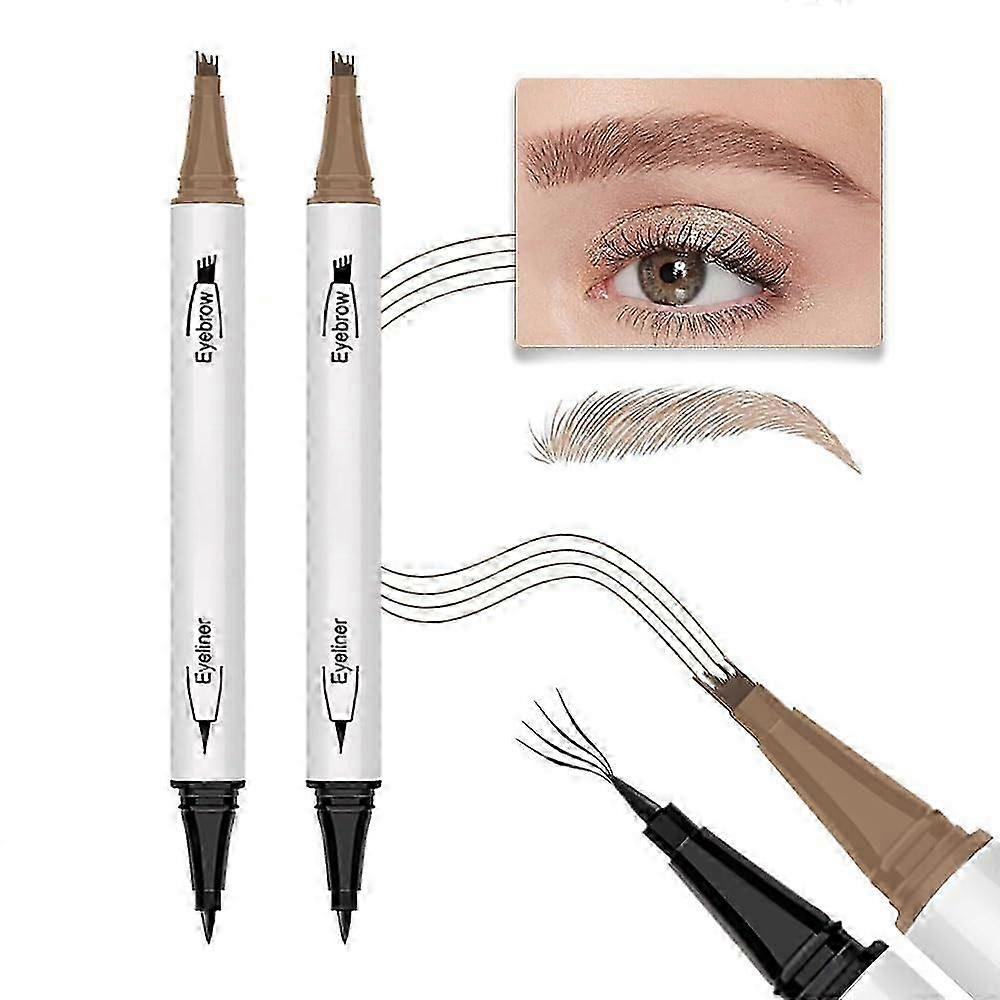 high quality2Pcs Waterproof Microblading Eyebrow Pen, Magic Eyebrow Pencil 4 Tipped Precise Brow Pen, Waterproof Makeup Contouring Pen