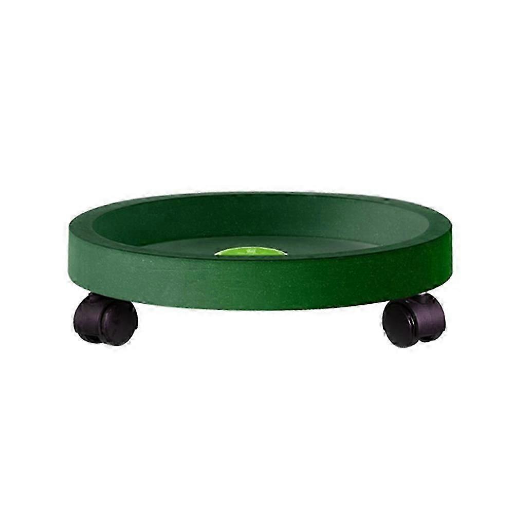 Large Wheeled Plant Stand - Green Round Tray 35cm