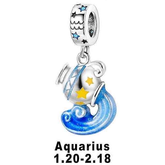 925 Silver 12 Constellation Noctilucent Charms Fit OriginalNew Bracelet Diy Scorpio Virgo Leo Cancer Sagittarius Pendants