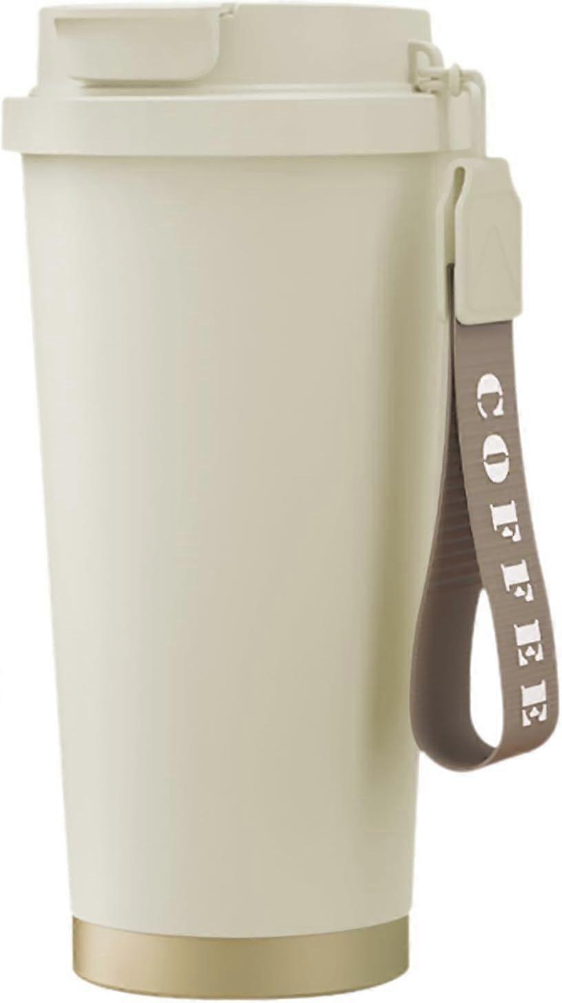 Coffee Mug, 530ml Thermal Coffee Mug to Go, Takeaway Coffee Mug with Leak-Proof Lid and Straw, with Ceramic Lining, Double Wall Insulated Coffee Mug