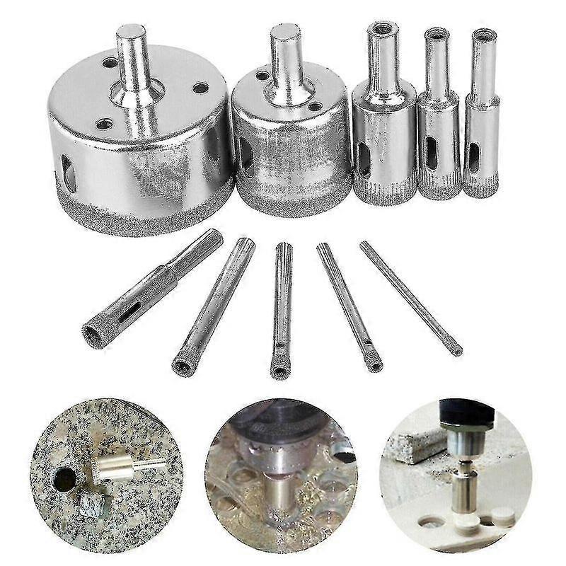 10pcs Diamond Drill Bits Vidro Ladrilho Buraco De Serra DoAdo, Brocas do Núcleo Oco