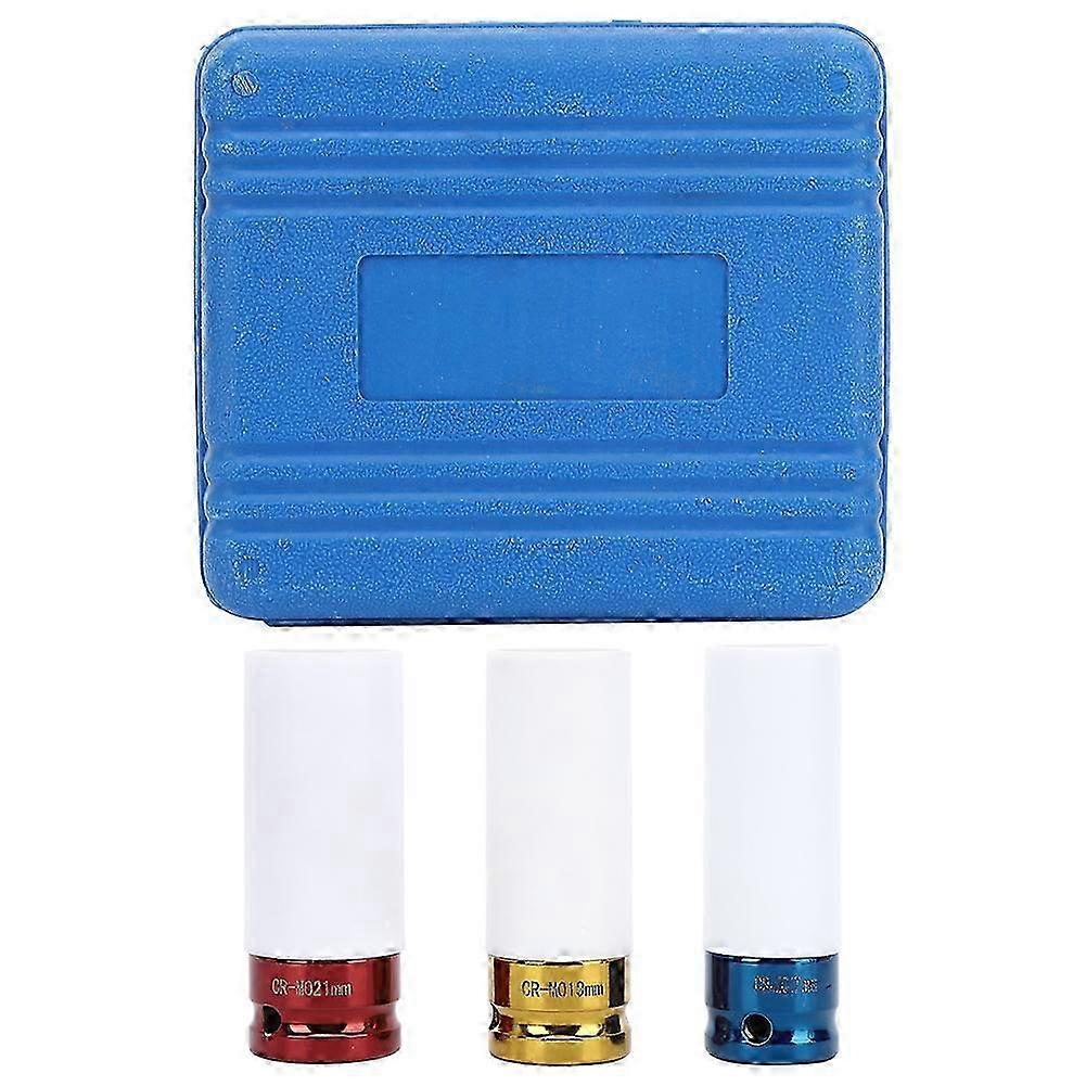 3Pcs Impact Nut Socket Colorful High Hardness Chrome Molybdenum Steel 1/2in Drive