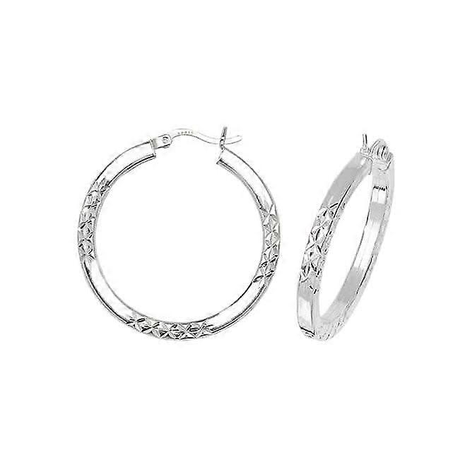 Acotis Silver Hoop Earrings Dia Cut G5737