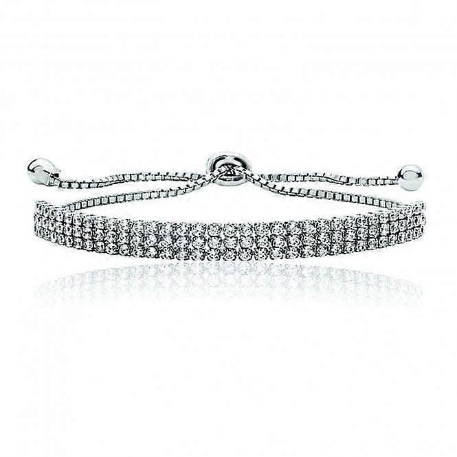 Silver & Co Fine Triple Row Pull Cubic Zirconia Bracelet SBG0027