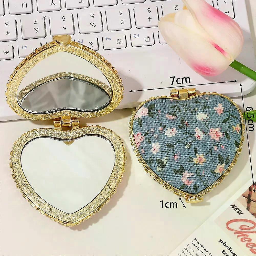Compact Pocket Fold Small Mirror Portable Two-side Folding Vintage-Inspired Fabric-Covered Make Up Mirror Women Cosmetic Mirrors