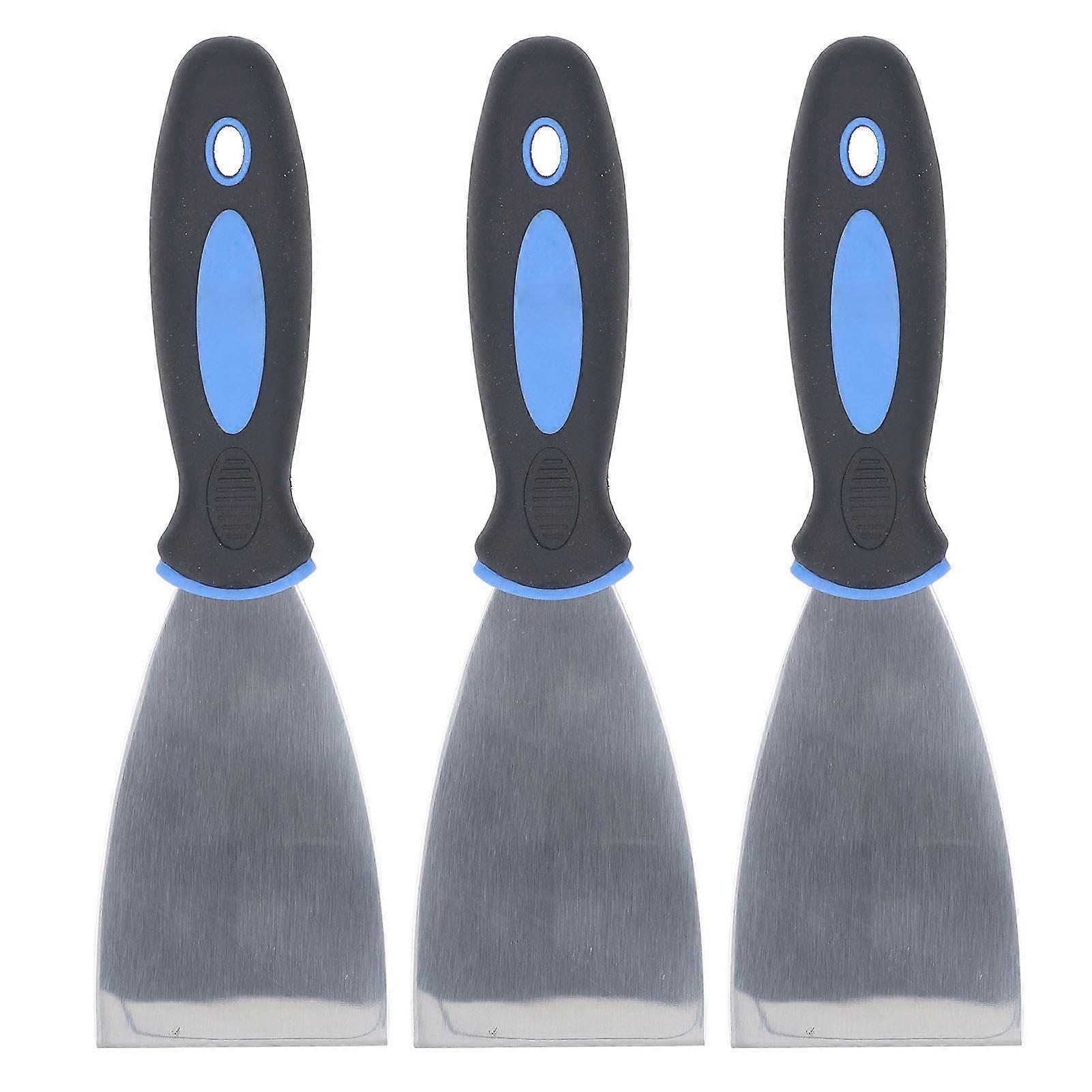 3Pcs Putty Scraper Stainless Steel Paint Scraper Set Plastic Handle Engraving Spackle Drywall Repair Spreading Tools 2.5in