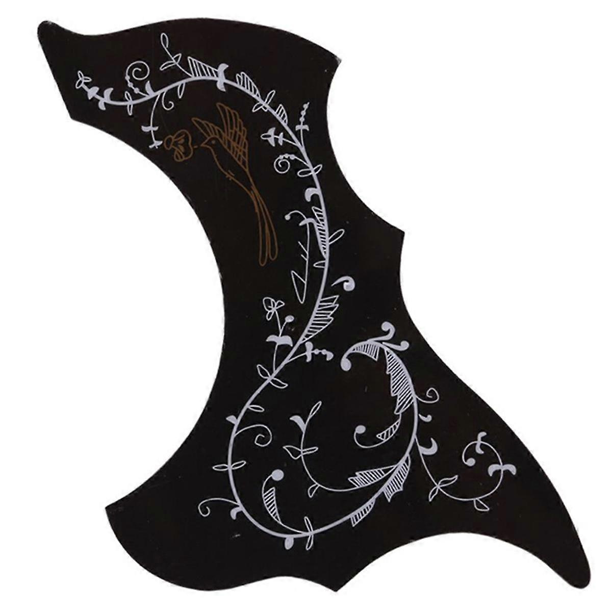 Black Flower and Bird Guitar Pickguard Decor Self-Viscous Sticker
