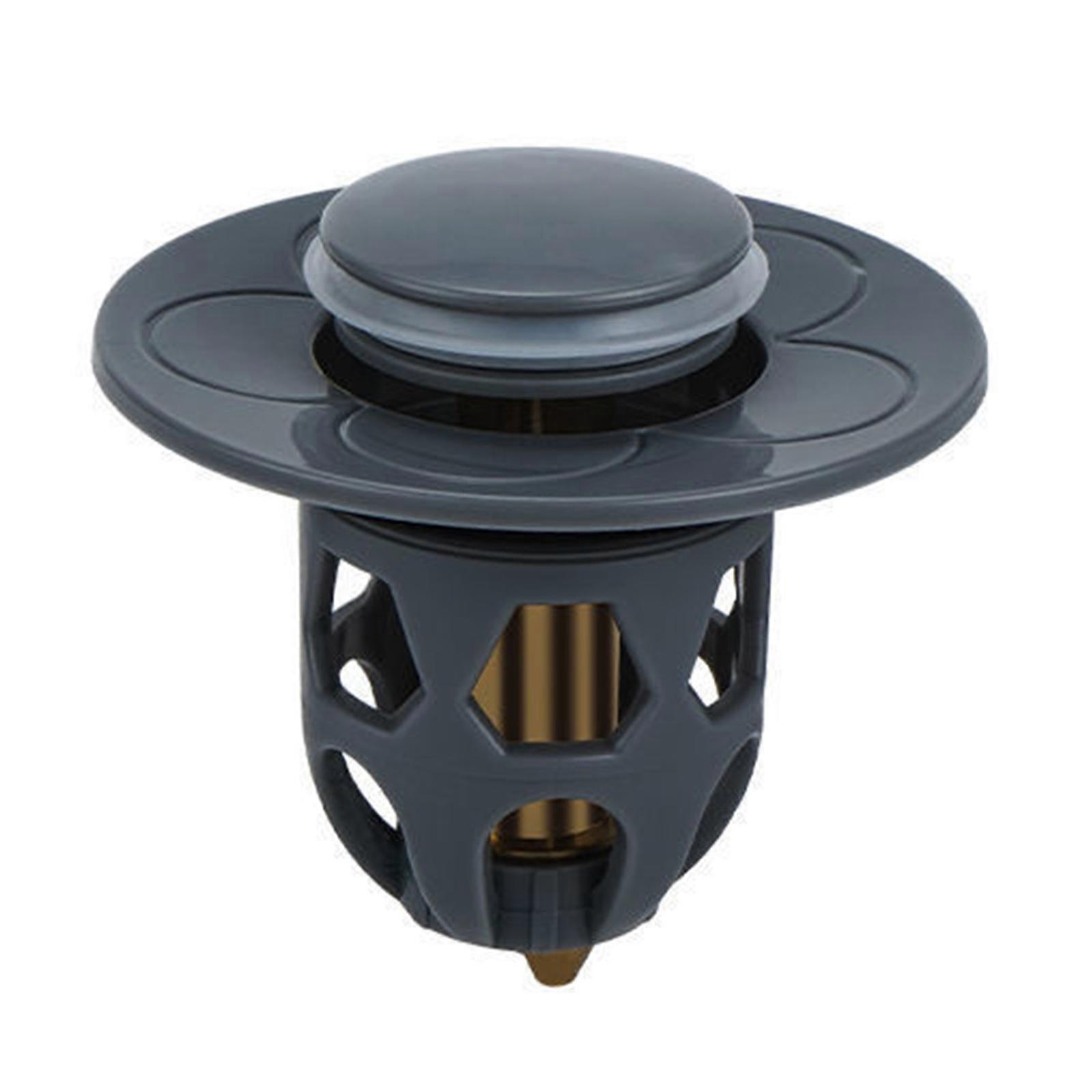 Universal Popup Sink Plug Drain Strainer Drain Fitting Plug for Countertop Sinks with Anti-Clogging Strainer Durable Black