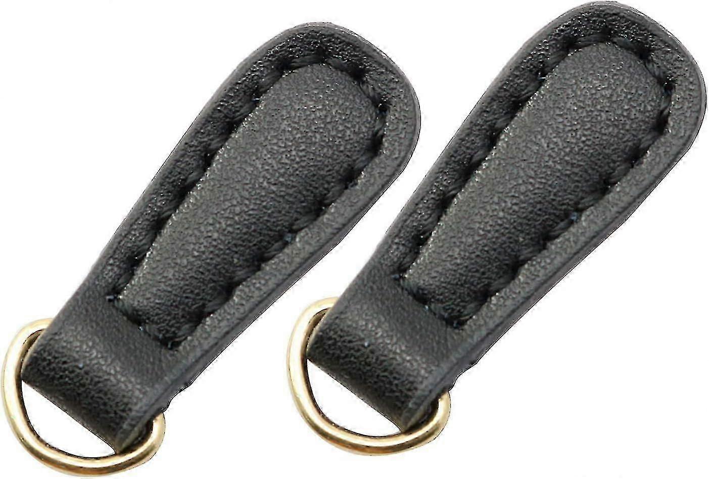 2pcs Genuine Leather Zipper Pulls Black Pull Strap Cord Zipper Pullers Durable Boot Jacket Bag Purse Accessories