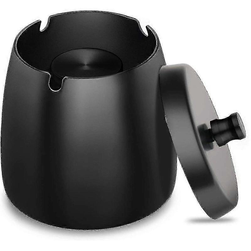 Black Ceramic Ashtray With Lids Windproof Cigarette Ashtray