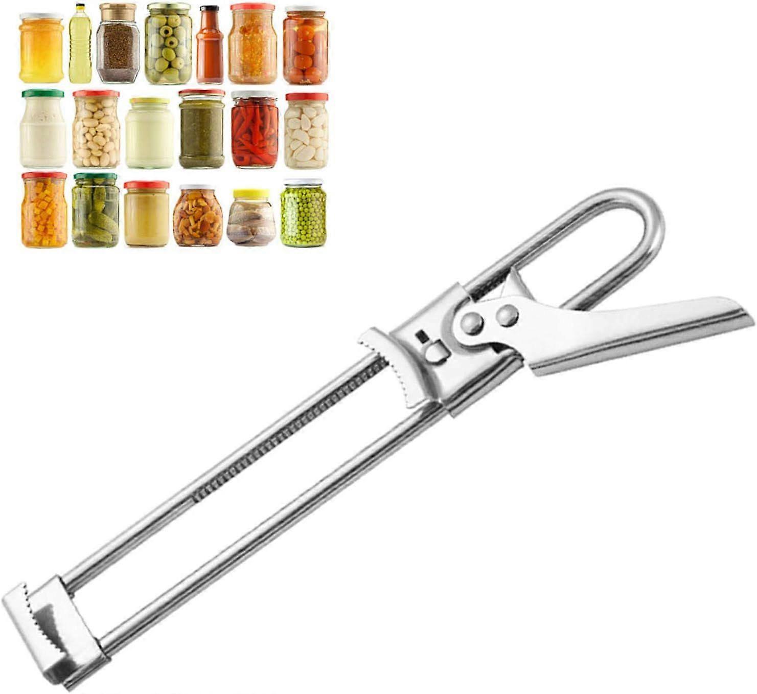 Manual Can Openers Jar Can Opener,Adjustable Can Opener for Arthritis Stainless Steel Kitchen Gadget Bottle Opener(19cm)