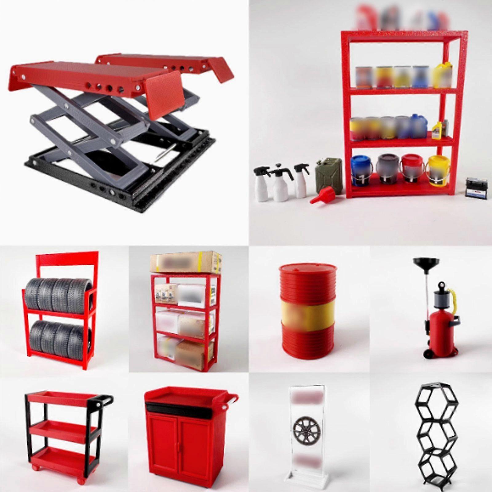 Diorama 1/18 Garage Prop Model Set Garage Workshop Repair Scene Models Accessory