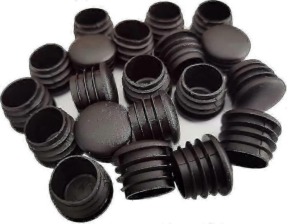 ラウンドプラスチックプラグ、20個ブラックチューブエンドプラグチェアグライドラウンドエンドプラグ家具チェア/脚パイプカバーインサート(25mm)