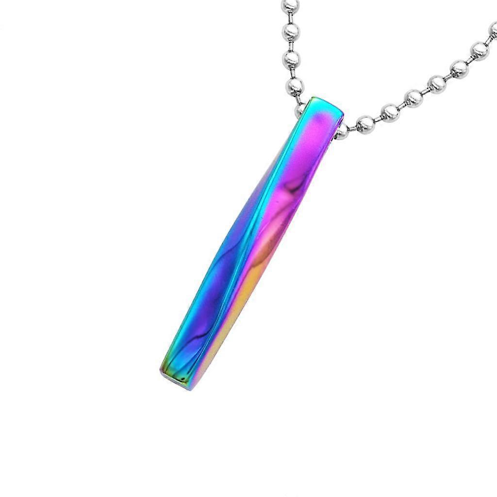 Fancy Twist Rectangle Column Charm Pendant on Beaded Chian Necklace Cord Unisex